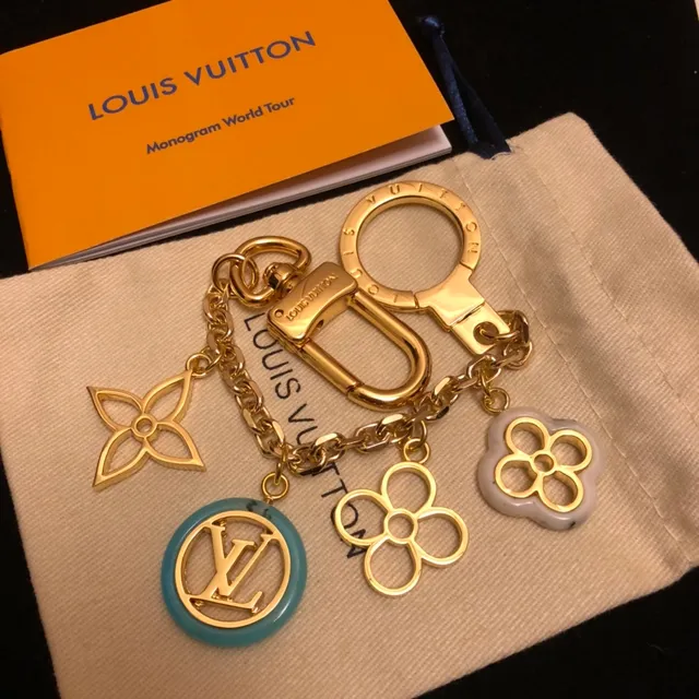 Louis Vuitton Monogram 花卉金蓝金属多 charm 手链 7