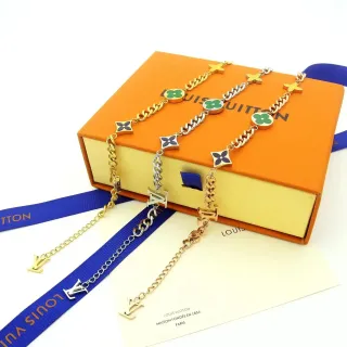 Louis Vuitton Monogram Flower سلاسل ذهبية فضية مربوطة تعويذة مينا سوار