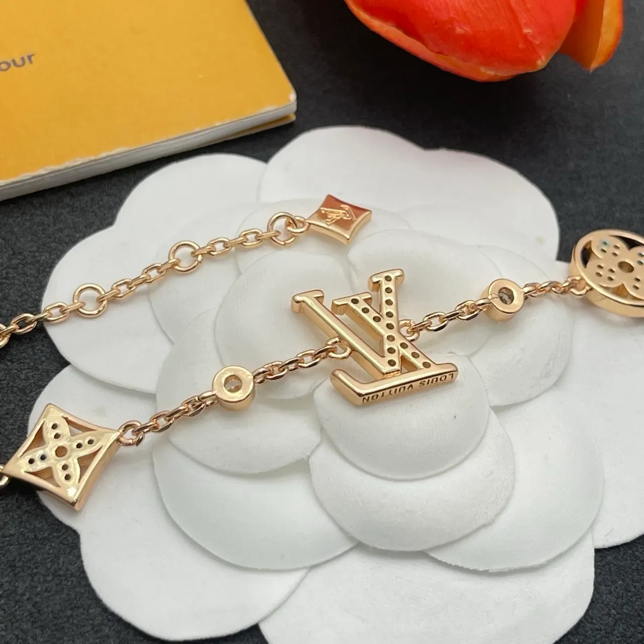 Louis Vuitton Monogram Flower Gold-Tone Crystal Bracelet 3
