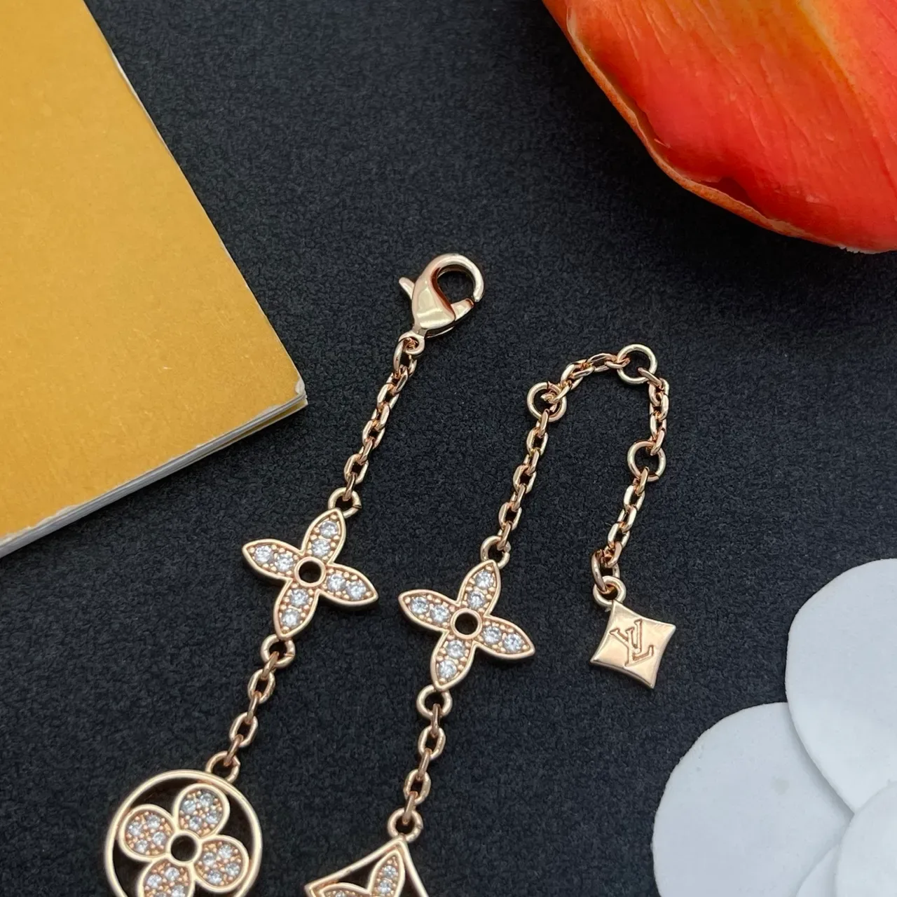 Louis Vuitton Monogram Flower Gold-Tone Crystal Bracelet 6