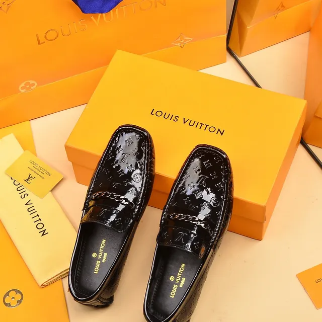 Louis Vuitton Monogram Patent Chain Loafer Black Leather Loafer 3