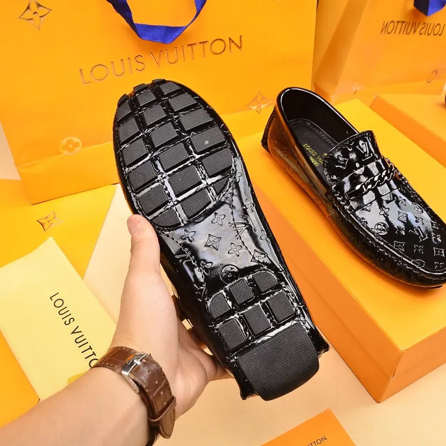 Louis Vuitton Monogram Patent Chain Loafer Black Leather Loafer 4