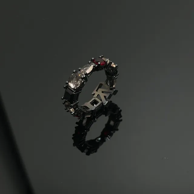 Louis Vuitton Monogram Ring Black Transparent Multi-Stone Ring 2