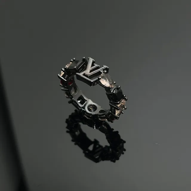 Louis Vuitton Monogram Ring Black Transparent Multi-Stone Ring 4