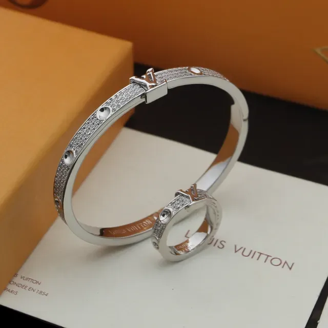 Louis Vuitton Monogram Anel prata dourado rose gold ton 3