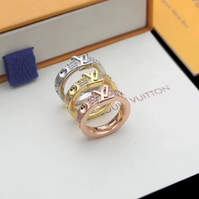 Louis Vuitton Monogram Anel prata dourado rose gold ton 8
