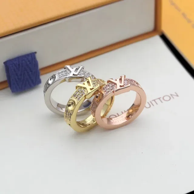 Louis Vuitton Monogram Anel prata dourado rose gold ton 9