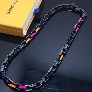 Colar Corrente Louis Vuitton Multicor Esmalte Monograma