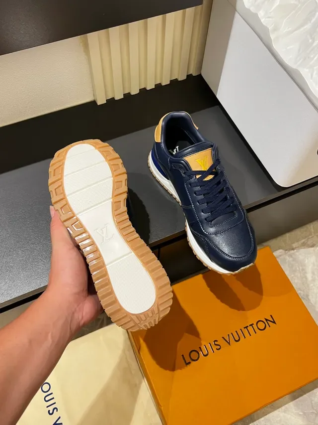 Louis Vuitton Navy Beige Leather Panelled Low-Top Lifestyle Sneakers 3
