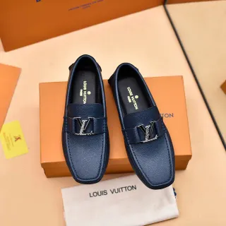 Louis Vuitton নীল রূপালী টেক্সচার্ড চামড়া LV Monogram বাকেল লুফার
