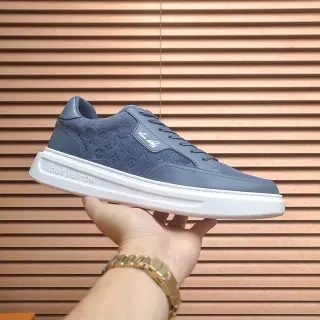 Louis Vuitton Tênis Lifestyle Azul Marinho Branco Monograma Camurça Sola Plataforma