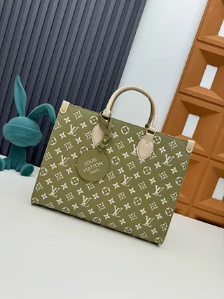 Louis Vuitton OnTheGo Tote Bolsa Verde Oliva monograma de asa superior Bolsa Tote 2