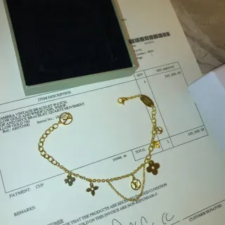 Louis Vuitton Onyx Bracelet Gold Chain Multi-Charm Bracelet