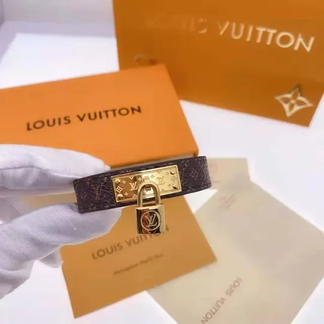 Louis Vuitton Padlock Bracelet Brown Monogram Canvas Gold-Tone Hardware Bracelet 4
