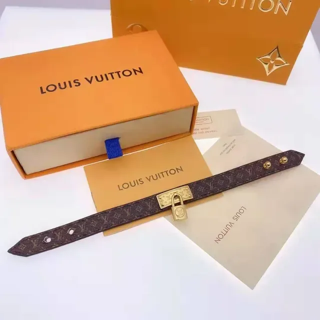 Louis Vuitton Padlock Bracelet Brown Monogram Canvas Gold-Tone Hardware Bracelet 5