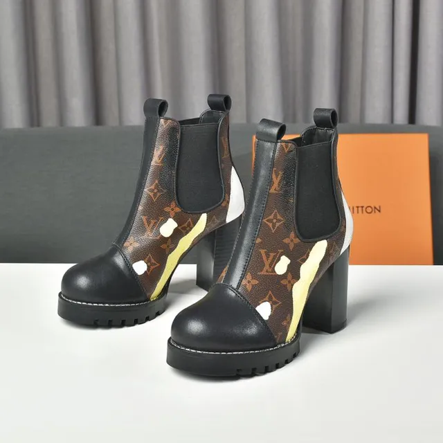 Louis Vuitton 手绘花押字踝靴 棕黑 帆布 泼溅点缀 踝靴 4