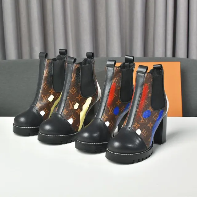 Louis Vuitton 手绘花押字踝靴 棕黑 帆布 泼溅点缀 踝靴 5