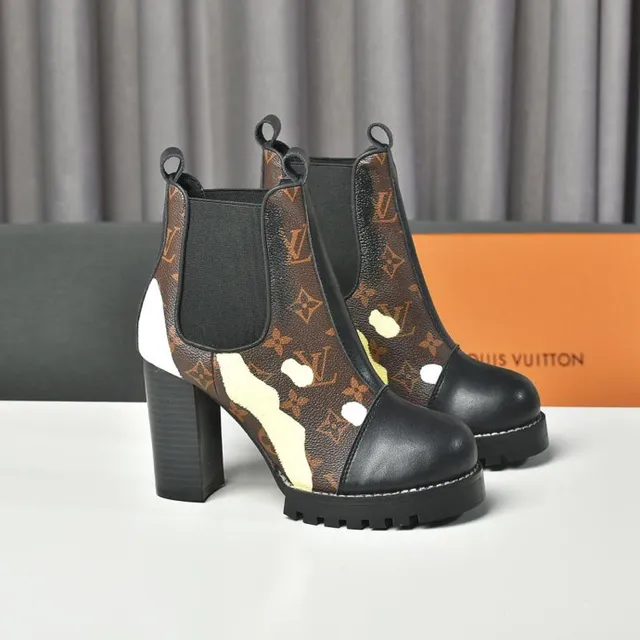 Louis Vuitton 手绘花押字踝靴 棕黑 帆布 泼溅点缀 踝靴 6