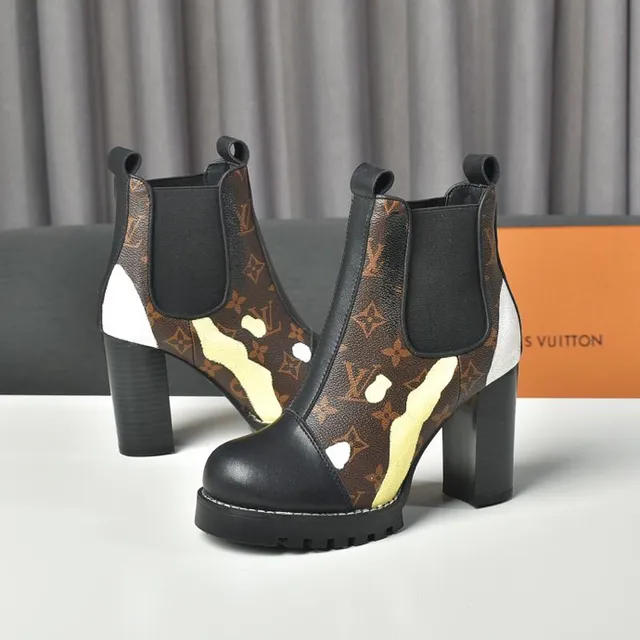 Louis Vuitton 手绘花押字踝靴 棕黑 帆布 泼溅点缀 踝靴 8