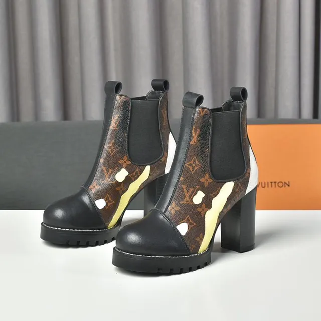 Louis Vuitton 手绘花押字踝靴 棕黑 帆布 泼溅点缀 踝靴 9