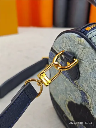 लुई विटन पेटाइट मॉल नीला नेवी डेनिम पैचवर्क संरचित आयताकार बॉस्टन बैग 5