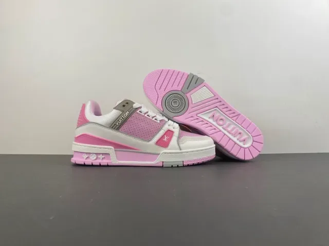 Louis Vuitton 粉白 厚底分层鞋底 镂空网面鞋面 生活方式运动鞋 12