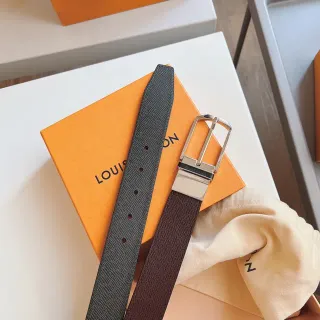 Louis Vuitton 可反转 Epi 棕灰纹理皮革腰带