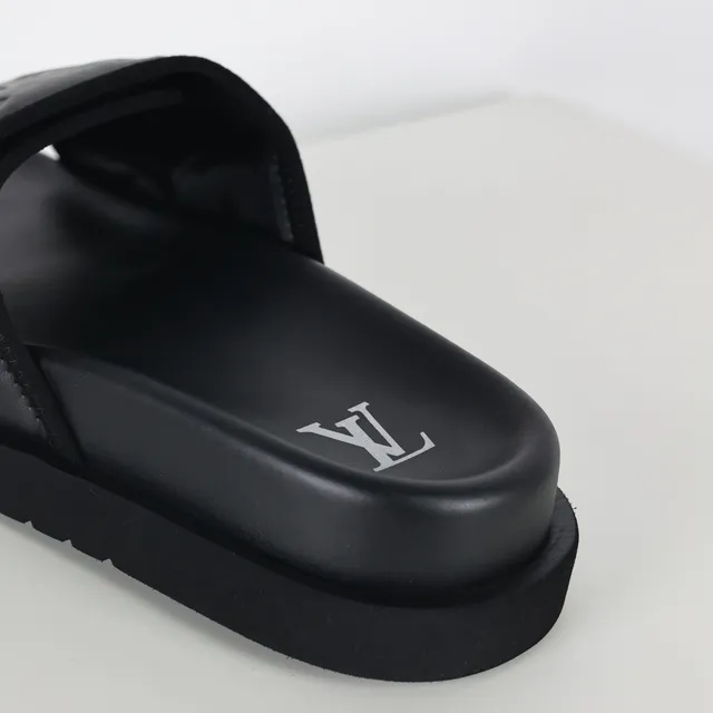 Louis Vuitton Run Away Slide Black Monogram Leather Slippers 4