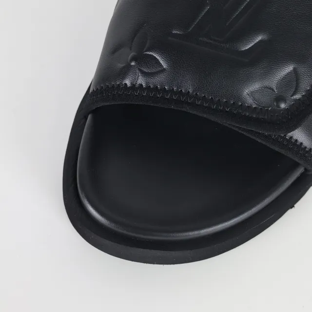 Louis Vuitton Run Away Slide Black Monogram Leather Slippers 5