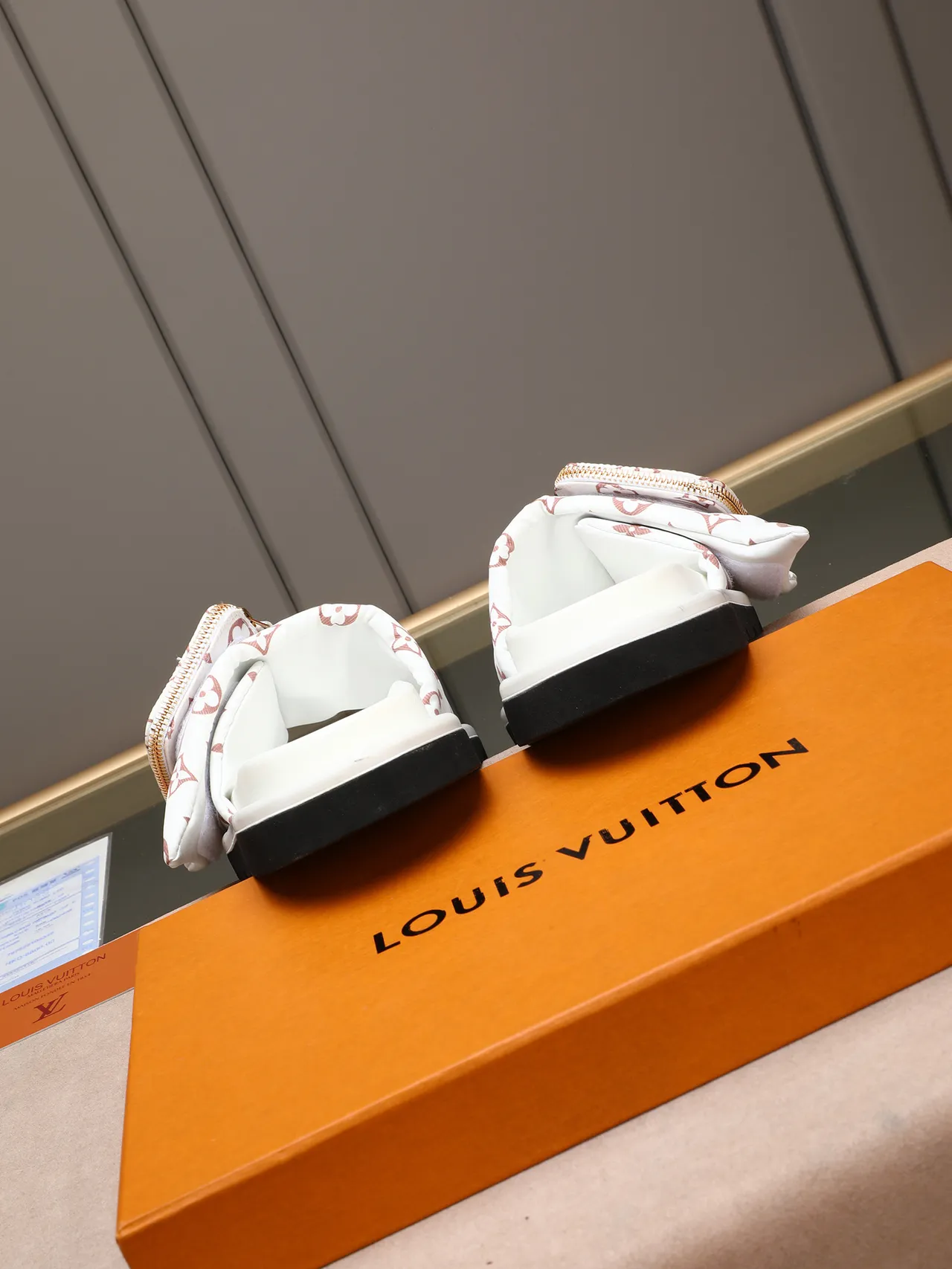 Louis Vuitton Run Away Slide White Pink Monogram Slippers 3