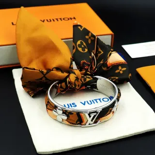 Louis Vuitton Pulsera Bufanda Naranja Negro Metal