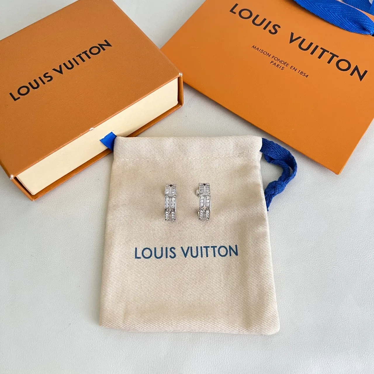 Louis Vuitton Segmented Pavé Hoop Earrings 6