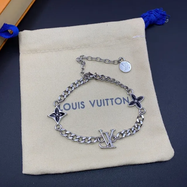 Louis Vuitton Collier Chaîne Curb Argent Noir Multi-Charm Pendentif Design 3