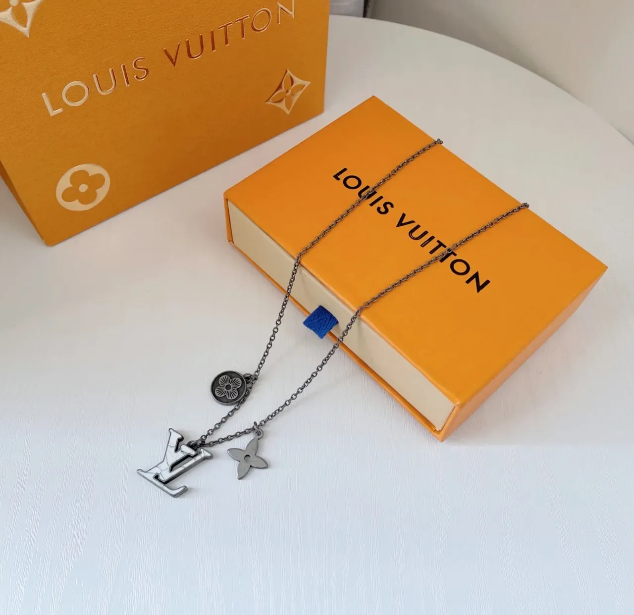 Louis Vuitton Silver Multi-Charm Monogram Pendant Necklace 6
