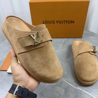 লুই ভিতন তান সুয়েড LV বাকেল লোফার