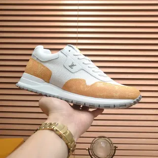 Louis Vuitton White Beige Low-Top Mixed-Material Upper Sneakers