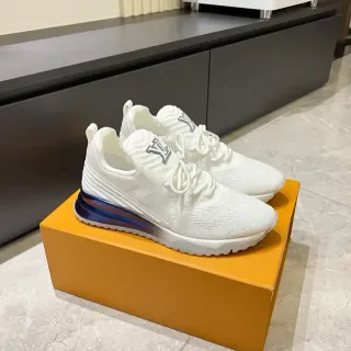 Louis Vuitton White Blue Knit Upper Iridescent Midsole Chunky Sneakers
