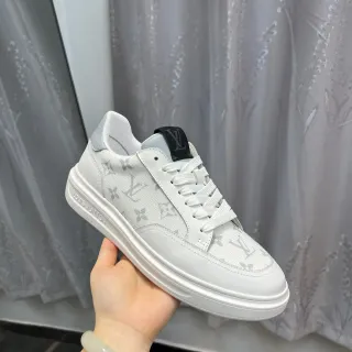 Louis Vuitton Blanco Gris Monogramado Lona Suela de plataforma Zapatillas lifestyle