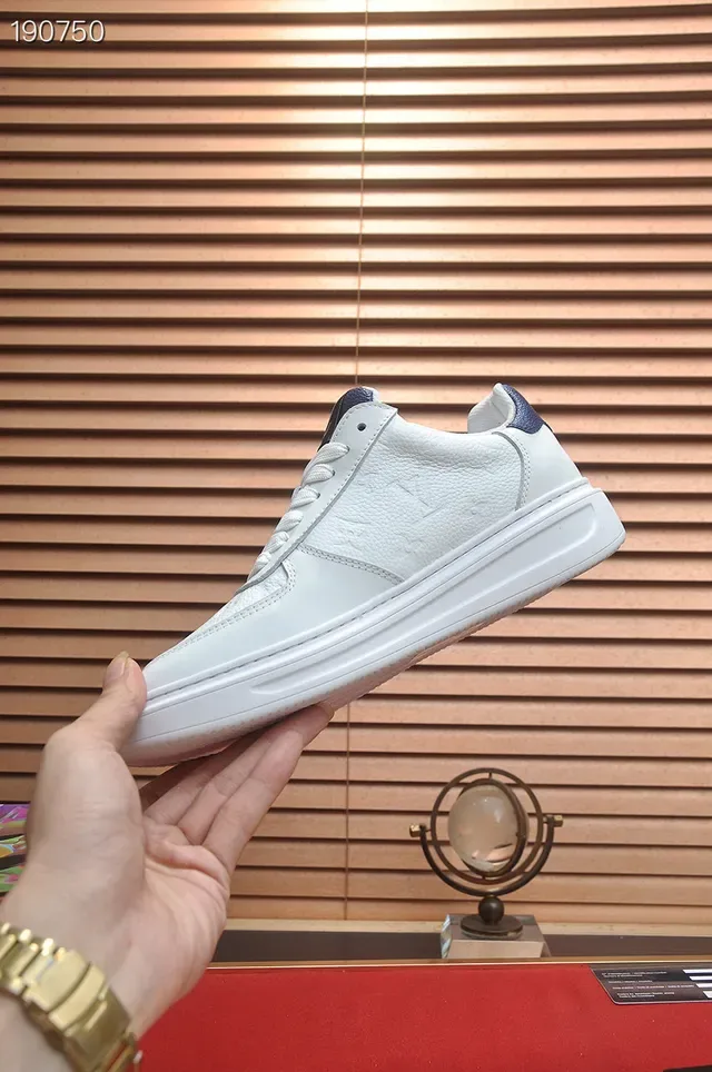 Louis Vuitton White Monogram-Embossed Leather Sneakers 5