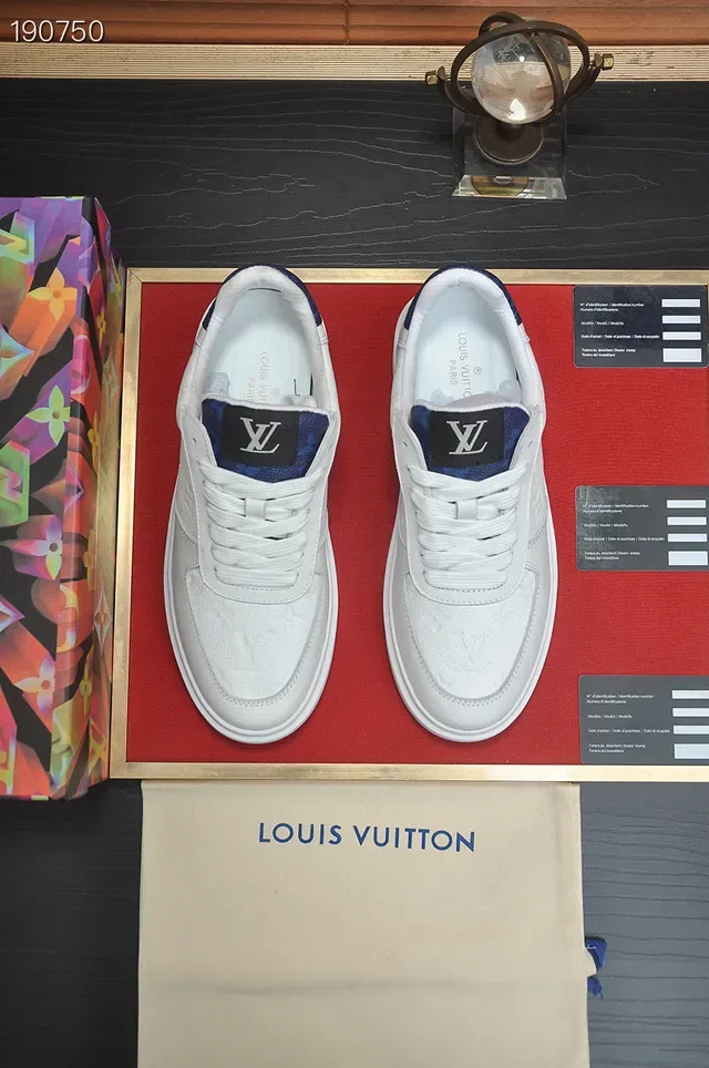 Louis Vuitton White Monogram-Embossed Leather Sneakers 7