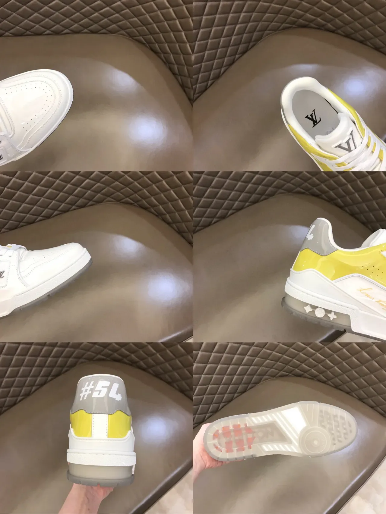 Louis Vuitton Blanc et Jaune Sneakers Lifestyle Low-Top Upper Couches 2
