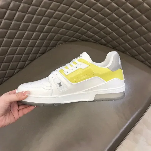Louis Vuitton Blanc et Jaune Sneakers Lifestyle Low-Top Upper Couches 3