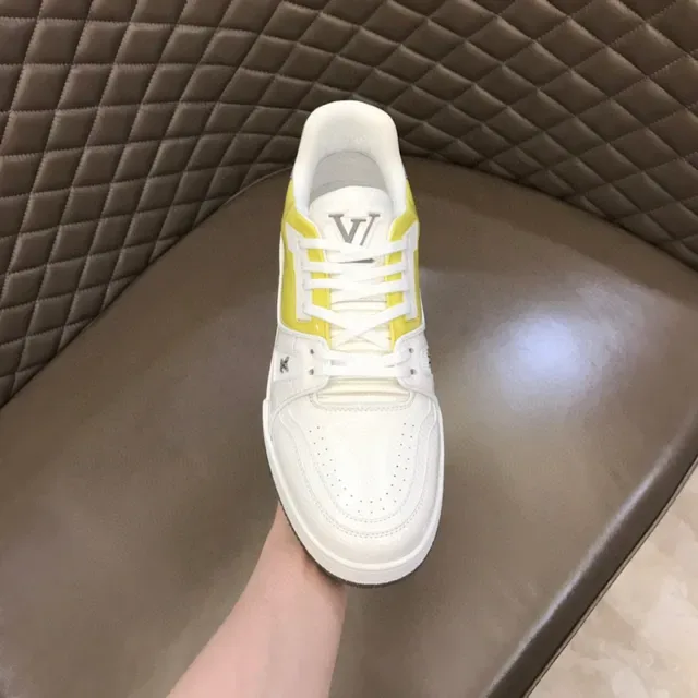 Louis Vuitton Blanc et Jaune Sneakers Lifestyle Low-Top Upper Couches 4