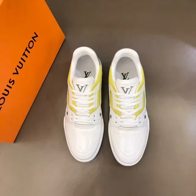 Louis Vuitton Blanc et Jaune Sneakers Lifestyle Low-Top Upper Couches 9
