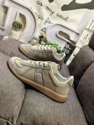 Maison Margiela Beige Brown Panelled Upper Suede And Leather Mix Lifestyle Sneakers 7