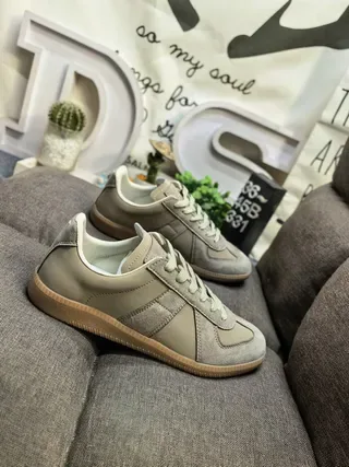 Maison Margiela Beige Brown Panelled Upper Suede And Leather Mix Lifestyle Sneakers 9