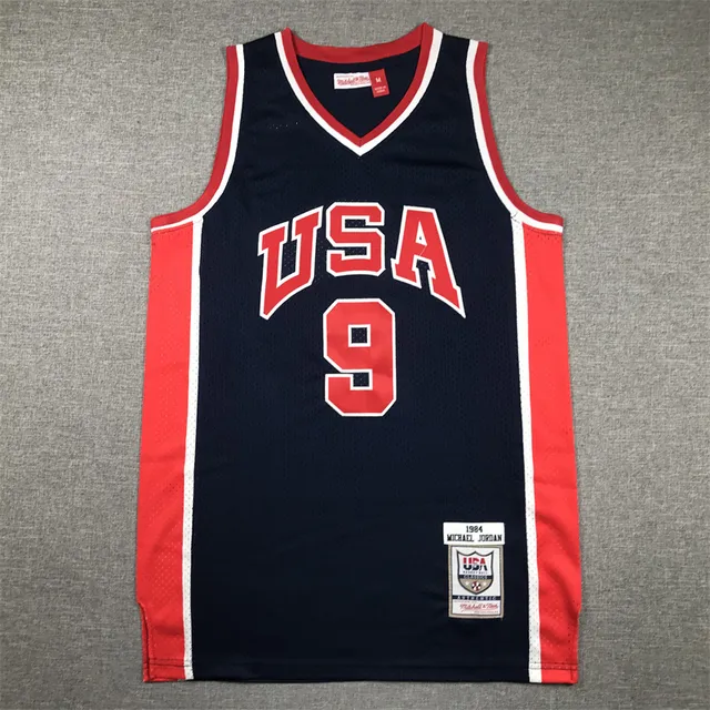 Mitchell & Ness 1984 Michael Jordan Navy Red V-Neck Side Panel Construction Jersey 3