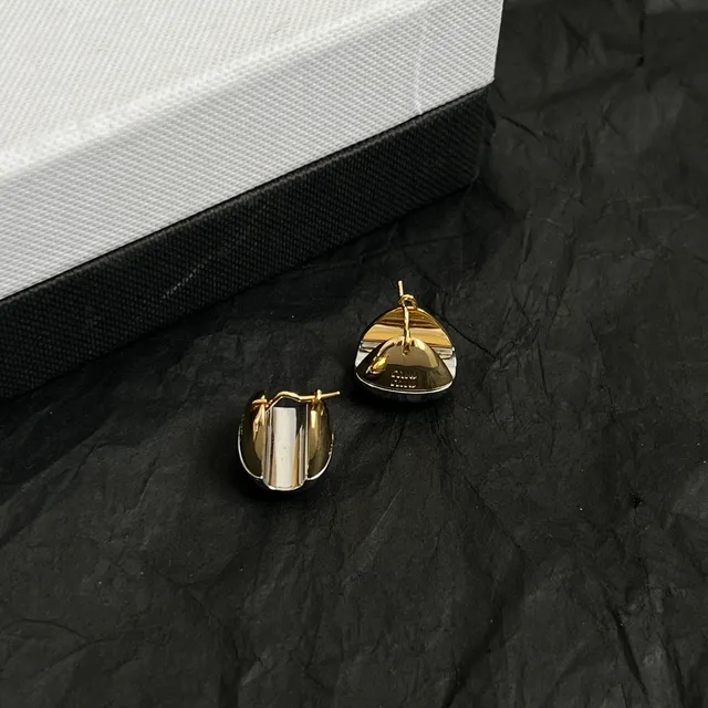 Miu Miu Boucles d'oreilles goutte de larme deux tons métalliques à tige 3