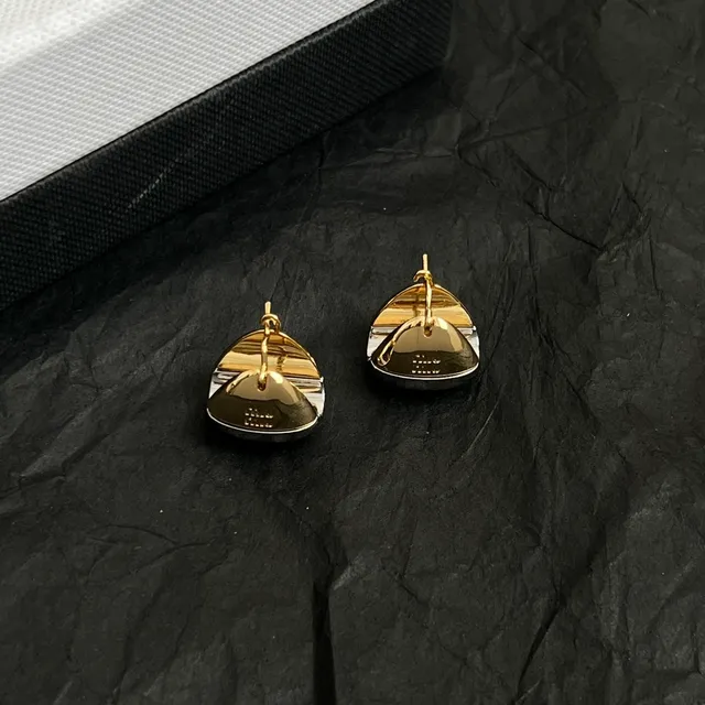 Miu Miu Boucles d'oreilles goutte de larme deux tons métalliques à tige 4