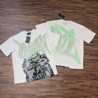 Mixed Emotion Graphic Rhinestone Monster Print T-Shirt